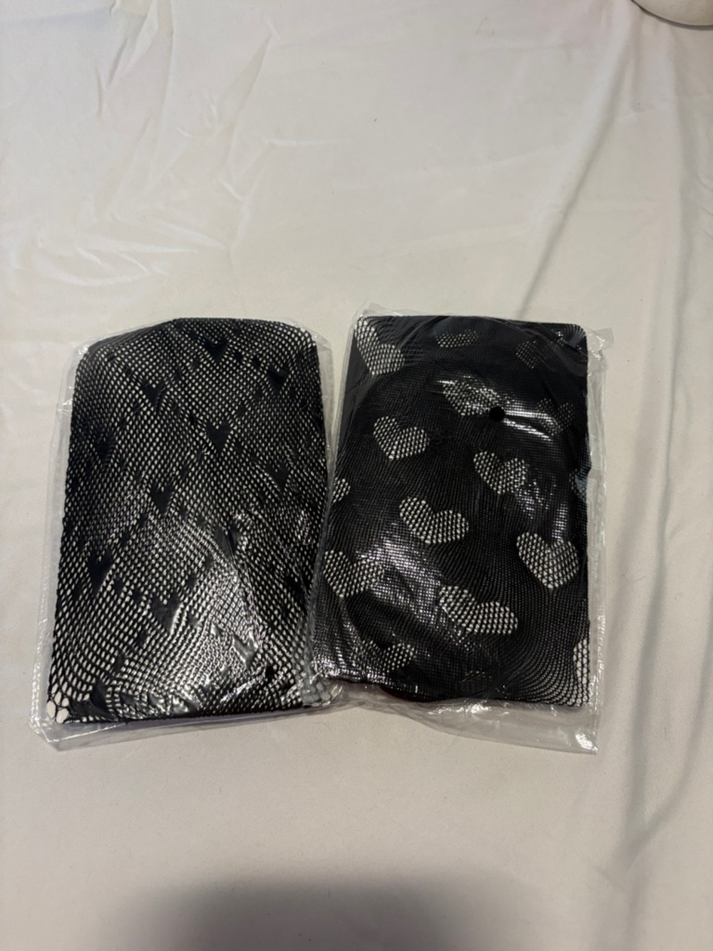 Black Fishnet Tights with Heart Pattern - Pair
